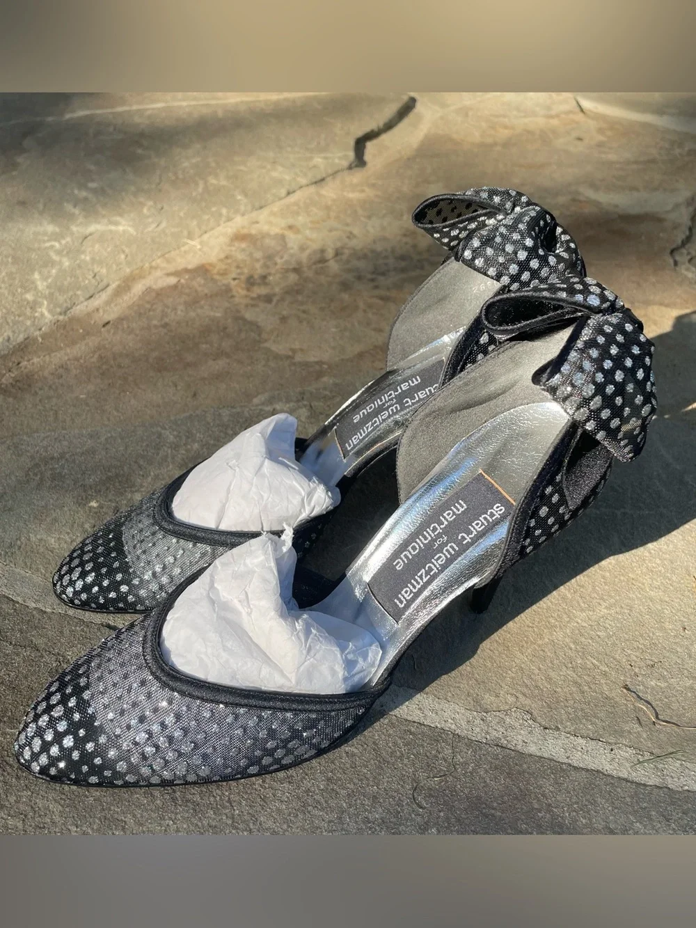 Stuart Weitzman for Martinique Mesh Heels With Bow New Size 8